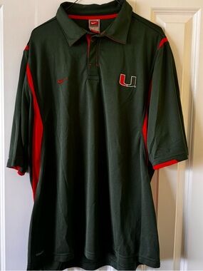 Nike Dark Green and Orange University of Miami Polo Shirt
